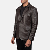 Yarion Brown Leather Blazer Jacket